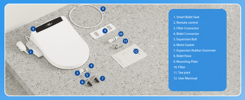 Electric Smart Bidet Toilet Seat Elongated with 4 Water Modes, Heated Toilet Seat with Instant Warm Water and Warm Dryer, Night Light, Slow Close Lid, LED Display, Side Arm Control (Round)