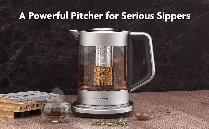 Vianté Electric Kettle With Infuser For Loose Leaf. Hot Tea Maker With Temperature Control And Automatic Shut Off. Tea Kettle With Brewing Programs. 1.5 Liters Capacity