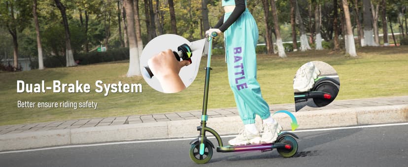 Gyroor H40 Kids Electric Scooter, 180W Motor, Up to 10 MPH, LED Display & Colorful Lights, Adjustable Height, for Boys & Girls Ages 8-12, Great Birthday Gift