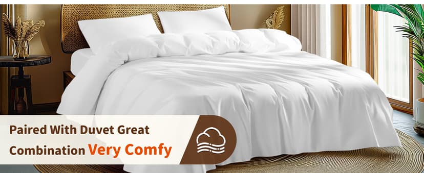 LBRO2M 100% Egyptian Cotton Sheets Set 1000 Thread Count,Queen Size Bed Sheet 4 Piece Sets,Long Staple,16 Inches Deep Pocket,All Season,Bedding Super Soft Breathable,Sateen Weave(White)