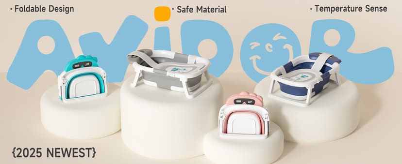 AVIDOR Baby Bathtub,Collapsible Bathtub for Newborn to Toddler,Durable Essential Infant Bath Tub,Portable Travel Baby Tub with Soft Bath Net,No-Slip Feet and Dinosaur Shaped (Grey)