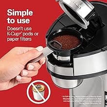 Hamilton Beach The Scoop Single Serve Coffee Maker & Fast Grounds Brewer, Brews in Minutes, 8-14oz. Cups, Stainless Steel