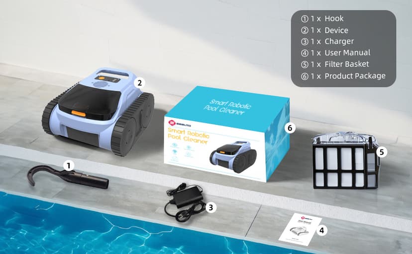 (2025 New) Automatic Pool Vcuum, Cordless Robotic Pool Cleaner, Wall Climbing, Waterline Cleaning, 165 Min Runtime for Above Ground & Inground Pools Up to 2080 sq.ft