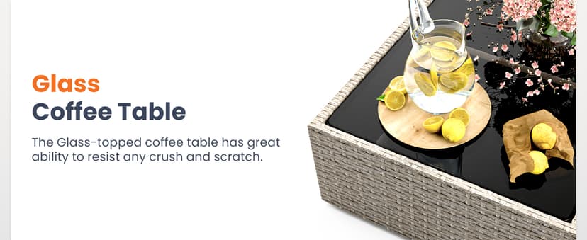 Pamapic 7-Piece Outdoor Sectional Furniture Set, All-Weather Wicker Patio Sofa with Washable Cushions, Gray Waterproof Rattan Conversation Set for Backyard, Poolside, Garden (Gray Cushions)