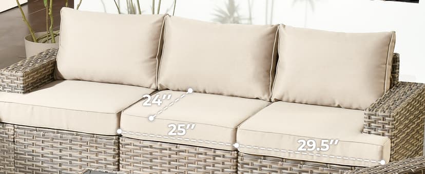 HOOOWOOO Outdoor Sectional Patio Furniture Set,9 Pieces Wicker Conversation Sets L Shaped Couch,Extra Deep Out Door Sofa Outside Furniture with Rocking Chairs,Beige