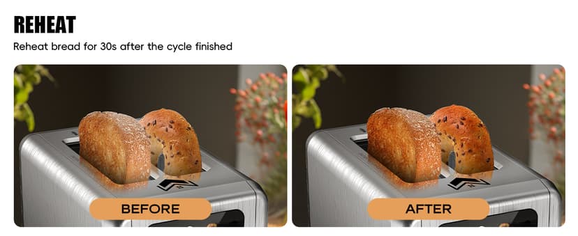 Touch screen Toaster 2 slice,Stainless Steel Digital Timer Toasters with Sound Function,6 Bread Types & 6 Shade Settings,Smart Extra Wide Slots Toaster with Bagel,Defrost Functions