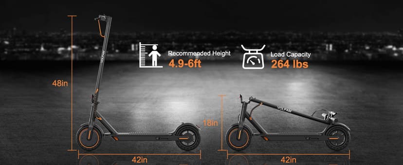 VOLPAM Electric Scooter, 350W/500W, 8.5"/10" Tires, 12/21/28 Miles Range, 16/19/22Mph, Folding E-Scooter with Dual Braking