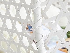 Egg Swing Chair Outdoor with Stand, Hanging Egg Rattan Basket Chair with Cushion and Pillow, Swinging Egg Chair, Foldable Basket and Metal Stand for Porch, Patio, Bedroom, Balcony,yard (White)