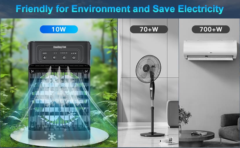 Portable Air Conditioners, 4-IN-1 Portable AC Unit with 3 Wind Speeds, 3 Spray Mode, 7 Night Light & 2-8H Timer Air Conditioner Portable,Personal Small Mini Air Conditioner Air Cooler for Room Camping