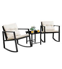 Flamaker 3 Pieces Patio Set Outdoor Wicker Furniture Sets Modern Rattan Chair Conversation Sets with Coffee Table for Yard and Bistro (Black)