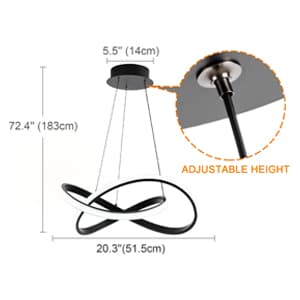 MAYNA Modern LED Pendant Light Fixture, Contemporary LED Chandelier with Irregular Ring Lights, Adjustable Modern Chandeliers for Dining Room Kitchen Entryway Living Room Bedroom, 6000K Daylight