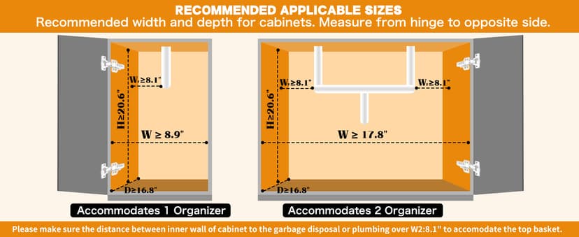 Under Sink Organizer, Pull Out Cabinet Organizers, Slide Sink Steel Shelf Cabinet Storage Shelves, Under Sink Storage for Kitchen Bathroom Cabinet (Black, 2 Pack)