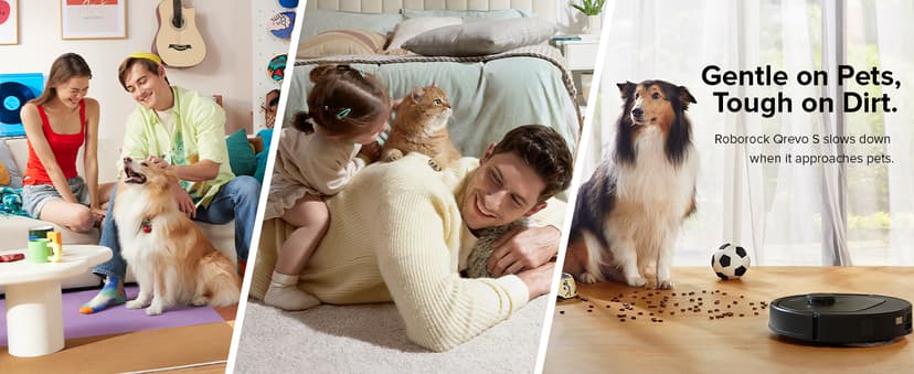 roborock Qrevo S Robot Vacuum and Mop, Self-Drying, Auto Mop Washing, 7000Pa Suction, Self-Emptying & Refilling, 10mm Auto Lifting, 200RPM Spinning Mops, Smart Obstacle Avoidance, Black