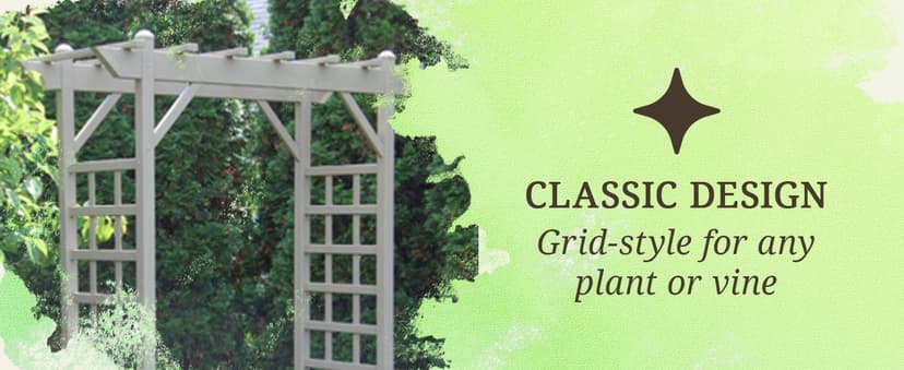 Dura-Trel PVC Garden Arbor, Arch Support for Climbing Plants, Providence, White, 64" x 85"