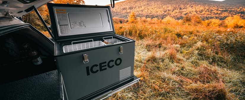 ICECO VL45 Portable Refrigerator with Battery, 47Qt/45L 12 Volt Refrigerator with SECOP, 0°-50°F 12v Fridge Freezer, 12/24VDC 110-240VAC, Electric Cooler for Car, RV, Camping| With 250Wh Battery