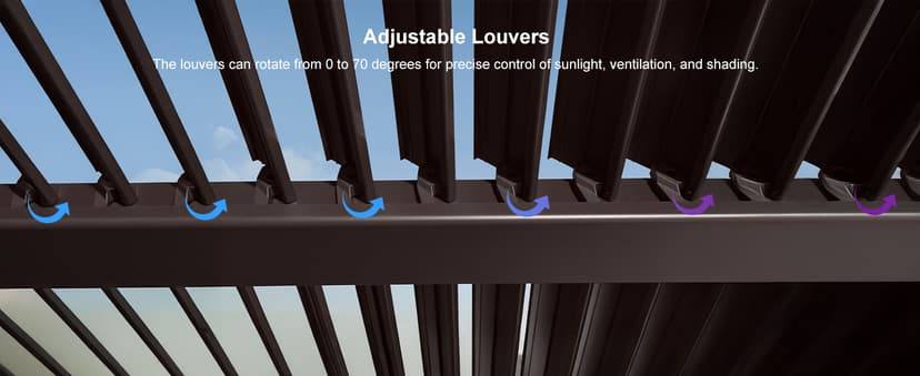 PURPLE LEAF 10' x 14' Louvered Pergola Outdoor Adjustable Louvre Shade Modern Patio Aluminum Pergola with Retractable Roof for Deck Backyard Garden Hardtop Gazebo