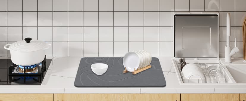 Stone Bath Mat Diatomaceous Earth Shower Mat Non-Slip Super Absorbent Diatomite Stone Mats for Bathroom Floor Quick-Drying Easy to Clean (24''*16'' Grey)