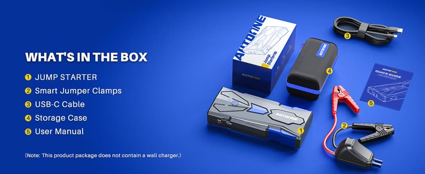 AUTOONE 6000A Car Battery Jump Starter Up to All Gas & 12L Diesel Engine, Car Battery Jumper Starter Portable 12V Jump Box with USB Output, Storage Case, LED Flashlight