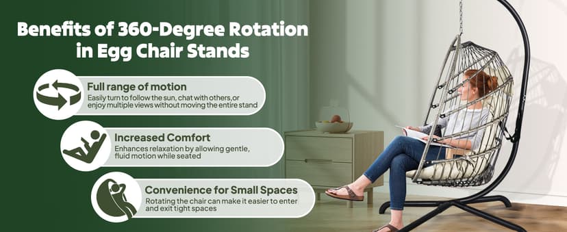 Chihee Hanging Egg Chair Stand,Strong Iron Hammock Chair Frame with Spring Hook Stable Base,Heavy Duty Swing Chair Stand 330 lbs,C Stand for Hanging Chair Indoor Outdoor Bedroom Patio Garden Balcony