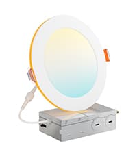 Amico 12 Pack 6 Inch 5CCT Ultra-Thin LED Recessed Ceiling Light with Junction Box, 1050LM Brightness, Dimmable Canless Wafer Downlight, 12W, ETL&FCC