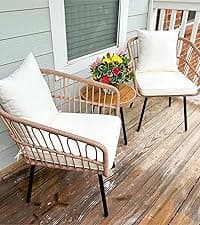 YITAHOME 5 Pieces Outdoor Patio Dining Table Chair Set,Wicker Patio Dining Set,Outdoor Rattan Dining Table Set for Patio, Backyard, Balcony, Garden (with Umbrella Hole)