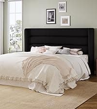 Allewie Queen Size Platform Bed Frame with Velvet Upholstered Wingback Headboard, No Box Spring Needed, Under Bed Storage Space, Strong Wooden Slats, Modern Mattress Foundation, Easy Assembly, White