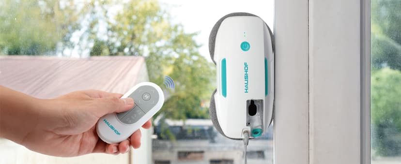 HAUSHOF Robot Window Cleaner with 3800Pa Suction, Auto Water Spray, AI Path Planning & Edge Detection, Remote Control for High-Rise Window, Glass Door