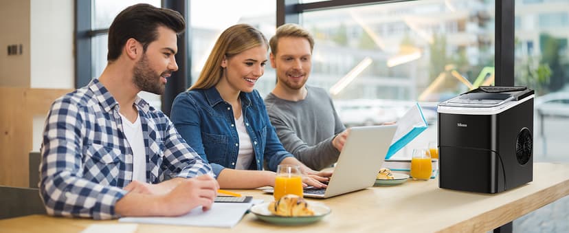 Silonn Ice Maker Countertop, 9 Cubes Ready in 6 Mins, 26lbs in 24Hrs, Self-Cleaning Ice Machine with Ice Scoop and Basket, 2 Sizes of Bullet Ice for Home Kitchen Office Bar Party