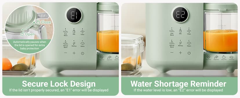 Bear 2025 Baby Food Maker with Two Layer Steam Baskets, Multifunction Baby Food Processor Steamer Puree Blender, Baby Food Mill with Bottle Warming Sterili-zing Auto Cleaning Function, BPA-Free