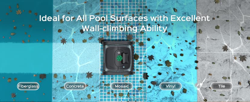WYBOT C1 Robotic Pool Vacuum for Inground Pools, 150min Runtime Cordless Pool Cleaner up to 1,614Sq.ft, Wall & Waterline Cleaning, 4-in-1 Smart Navigation, App Support