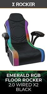 X Rocker Gamma Recliner Gaming Chair, 2.1 Bluetooth Audio System, Headrest Mounted Speakers, Built-in Footrest and Cupholder, 718001, 34.84" x 39.37" x 30.31", Black