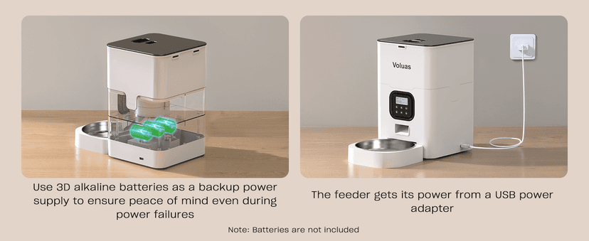 VOLUAS Automatic Cat Feeders - Timed Pet Feeder for Cats and Dogs with Dry Food Dispenser, Desiccant Bag, Programmable Portion Control, 4 Daily Meals, 10s Voice Recorder