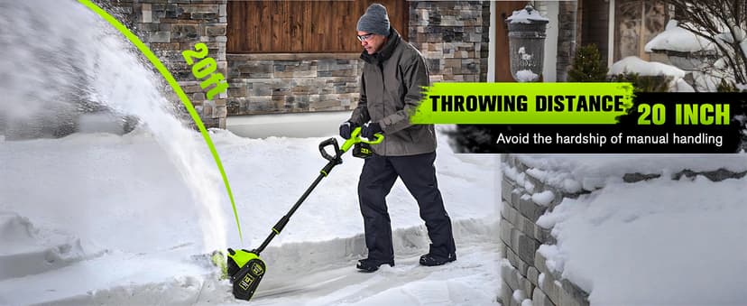 40V 13 inch Cordless Snow Blower, 4.0Ah Snow Blower Battery Powered with Directional Plate, Brushless Electric Snow Shovel for Pathway, Patio, Deck, Driveway, Green