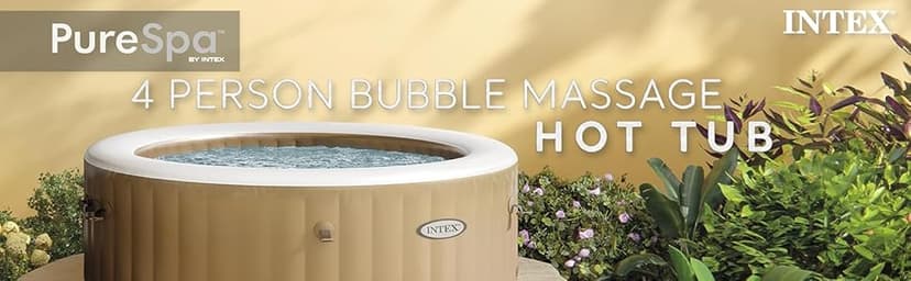 Intex 28425EH PureSpa Bubble Massage Spa Set Outdoor Inflatable Portable Hot Tub, Includes Energy Efficient Spa Cover, Saltwater System Ready, 4 Person, 77in x 28in