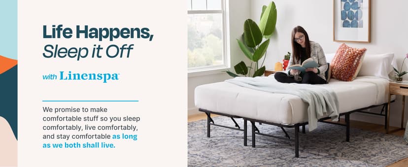 Linenspa Folding Metal Platform Bed Frame - No Box Spring Needed - Underbed Storage - Simple Tool Free Assembly - Mattress Foundation - 14" High - Traditional Design - Sturdy Steel - Full Size