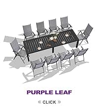 PURPLE LEAF Outdoor Dining Table 121" X 37" Slatted Tabletop Large Aluminum Rectangular Patio Dining Table for 10, Weather-Resistant Patio Table for Backyard Garden Lawn Porch Deck