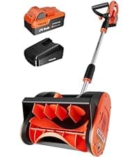 VOLTASK 48V Cordless Snow Blower, 48-Volt | 20-Inch Brushless Electric Snow Blower Cordless, Battery Snow Blower with Directional Plate & LED Lights (2 * 24V Battery & Dual Quick Charger Included)