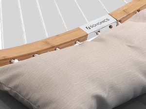 SONGMICS Hammock with Stand, Quilted Hammock with Curved Bamboo Spreaders, Pillow, 78.7 x 55.1 Inches, Portable Padded Hammock Holds up to 440 lb, Black and Gray UGHS002G01