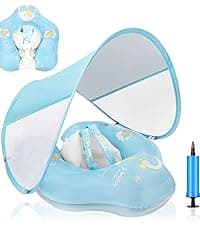 Baby Float with Canopy,Infant Pool Float with Safety Seat,Baby Swimming Float & Swim Float & Water Float UPF50+ UV Protection for Toddler from 3 to 36 Months.(S:3-12 Month/L:6-36 Month)