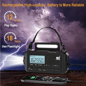 Raynic NOAA Weather Radio, 5000mAh/18500mWh Solar Hand Crank Emergency Radio, Battery Powered Portable Radio with AM/FM/SW/NOAA, Cell Phone Charger, Type-C Charging, Flashlight and SOS Siren