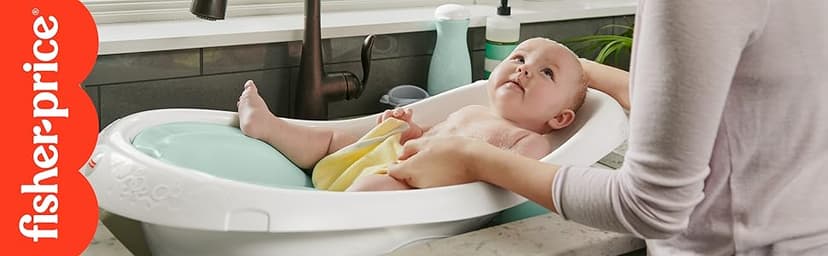 Fisher-Price Baby to Toddler Bath 4-in-1 Sling ‘n Seat Tub with Removable Infant Support and 2 Toys, Climbing Leaves