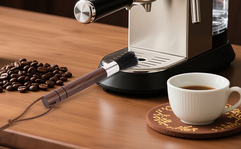 2-Pack Coffee Grinder Cleaning Brush with Natural Walnut Wood Handle and Black Boar Bristle, Coffee Bar Accessories Coffee Brush, Espresso Machine Cleaning Tool Barista Brush with Hanging Loop