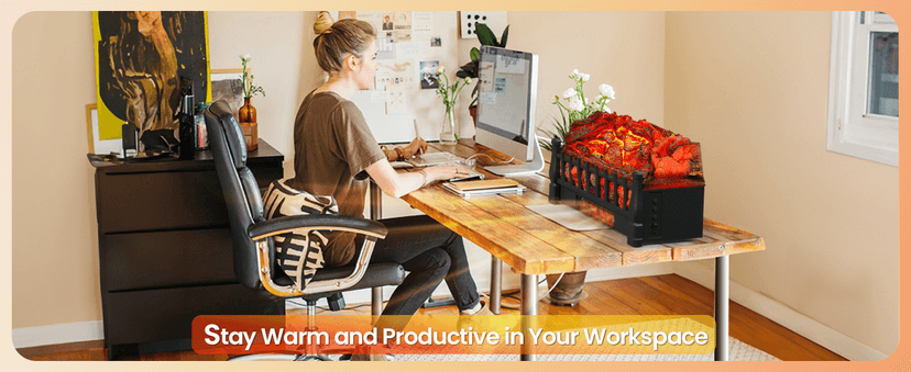 Electric Fireplace Logs Inserts Heater with Infrared Remote Controller 5 Flame Brightness 24 H Timer Overheating Protection for Home and Office Decor Black