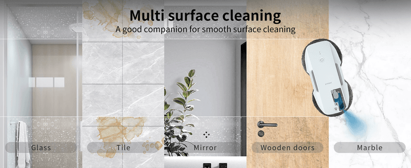 FMART T9Pro Window Cleaning Robot, Ultrasonic Atomization Intelligent Water Spray, 3800PA Suction Power, AI Intelligent Path Planning, Edge Detection Technology, Remote Control Robot Window Cleaner