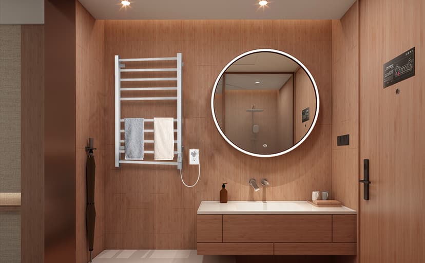 Towel Warmer for Bathroom, Heated Towel Warmer Rack Wall Mounted, 10 Bar Large Electric Hot Towel Rack with Built-in Timer, Hard-Wired & Plug-in, Fast Heating, Nickel Silver