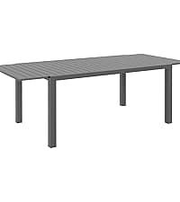 Outsunny 75" x 35" Outdoor Dining Table for 8 People, Rectangular Aluminum Frame Garden Table with All-Weather Faux Wood Top for Garden, Lawn, Patio, Black