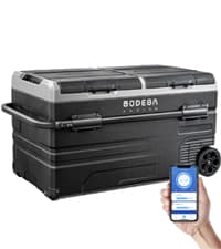 BODEGACOOLER 12 Volt Car Refrigerator, RV Car Fridge Dual Zone APP Control, Portable Freezer,121 Quart (115L) -4℉-68℉ RV Electric Compressor Cooler 12/24V DC &100-240V AC for Outdoor, Camping, Travel