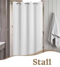 No Hook Slub Textured Shower Curtain with Snap-in PEVA Liner Set - 71" x 74"(72"), Hotel Style with See Through Top Window, Fabric Outer Curtain & Waterproof Inner Liner, White, 71x74