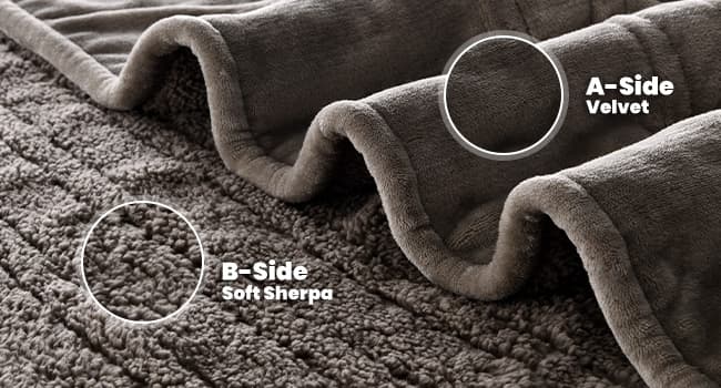 Bearhug Electric Blanket King Size 100" x 90", Dual Controller Heated Blanket, Velvet & Sherpa, 10-Heat Levels & 1-12H Auto Off, Over-Heat Protect, ETL, Machine Washable