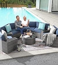 SUNSITT Patio Chairs Set of 4, Woven Wicker Outdoor Dining Chair w/Weather-Resistant Cushions, Modern Bistro Chairs Set of 4 w/Curved Armrest Beige for Garden Balcony Backyard